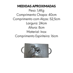 Rechaud Retangular placa de aço inox - A Gourmet