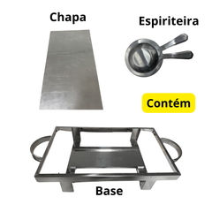 Rechaud Retangular placa de aço inox - A Gourmet