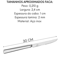 Kit Churrasco Mykonos Inox Faca Garfo Resistente Hercules
