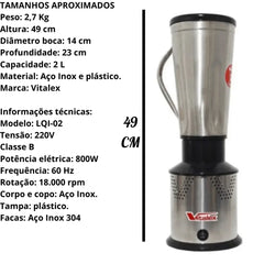 Liquidificador Industrial 2L/220v Profissional Vitalex