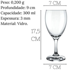 Taças Agua Windsor Em Vidro 300ml Nadir
