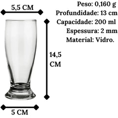 Copo Chopp Cerveja 200ml Bar Bistrô Restaurante Vidro Original