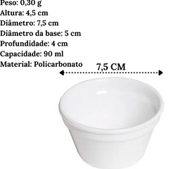 Ramequim Liso Branco 90ml Policarbonato VemPlast