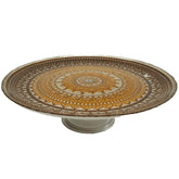 Prato P/ Bolo Centro Mesa Decorado C/ Pé 33cm Vidro Lyor