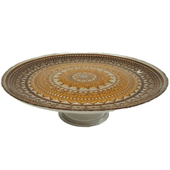 Prato P/ Bolo Centro Mesa Decorado C/ Pé 33cm Vidro Lyor