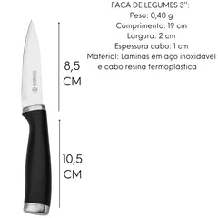 Faca Legume Verdura Mundial Kitchen 3'' Profissional Hercules