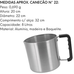 Canecão N22 Aluminio Industrial C/ Bico Cabo Baquelite Cajamac
