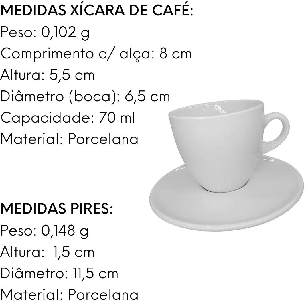 Xícara Café Quenia Segunda Linha Porcelana Branca 70ml ATLAS