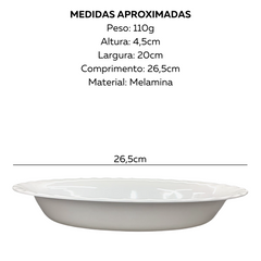 Travessa Funda Oval 26,5cm Melamina Branca Bestfer
