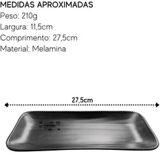 Travessa Retangular Kanpai 27,5cm Melamina Black Bestfer