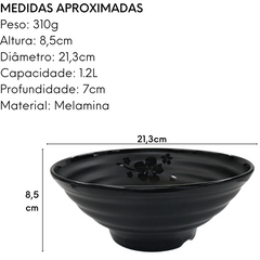 Bowl Tigela Ondulada 1,2L Kanpai Black Melamina Bestfer