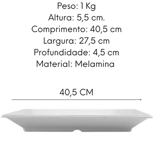 Travessa retangular funda 40cm melamina Bestfer