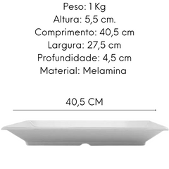 Travessa retangular funda 40cm melamina Bestfer