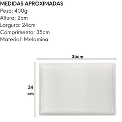 Prato Retangular Melamina 35 cm Bestfer