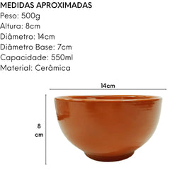 Cumbuca Sopeira 550ml Cerâmica Refrataria Bela Porcelana