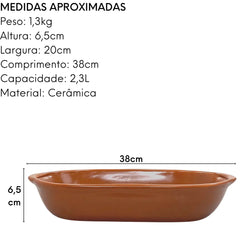 Travessa Cerâmica Artesanal com 36,2 cm Bela Porcelana