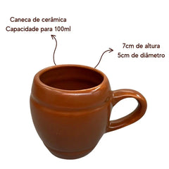 Caneca N°51 100ml Cerâmica Marrom Bela Porcelana