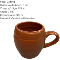 Caneca N°51 100ml Cerâmica Marrom Bela Porcelana