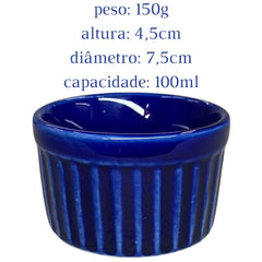 Ramekim 90 ml Azul Porcelana Refratário BelaVista