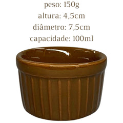 Ramekim Marrom 100 ML de Porcelana BelaVista