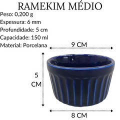 Ramekim Tigela Média Azul 150ml Porcelana BelaVista