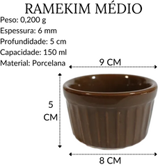 Ramekim Médio Porcelana 150 ML Marrom BelaVista