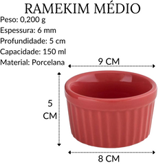 Ramekim Médio Vermelho em Porcelana 150 ML BelaVista