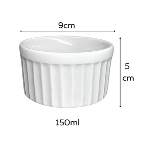Ramekim Canelado Branco de Porcelana 150 ML BelaVista