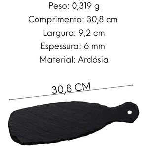Tábua Comprida P/ Servir Em Ardósia 30,5cm Rústica Preta Oxford