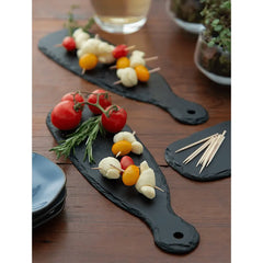 Tábua Comprida P/ Servir Em Ardósia 30,5cm Rústica Preta Oxford