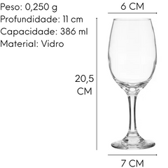 Taça De Agua Rioja 386ml Em Vidro Elegante Class Home