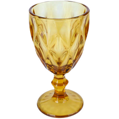 Taça Vidro Água Diamond Ambar Amarelo Transparente Class Home