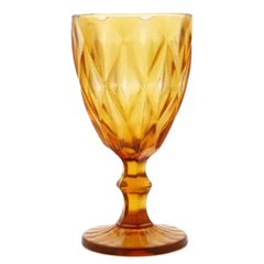 Taça Vidro Água Diamond Ambar Amarelo Transparente Class Home