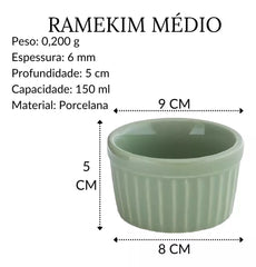 Ramekim 150ml Porcelana Verde BelaVista