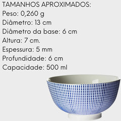 Bowl Tigela Redonda Atlantis 500ml 13cm Azul Lyor