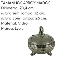 Potiche Cinza Metalizado Decorativo para Mesa Lyor