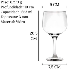 Taça Gin Ginebra 650ml Em Vidro Class Home