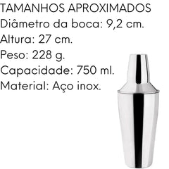Coqueteleira aço inox 750 ml Hercules