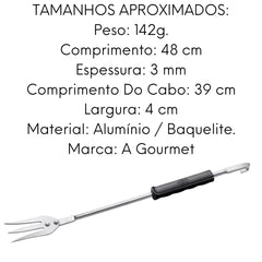 Garfo Hotel C/ Cabo Baquelite 3 Dentes De Alumínio ABC