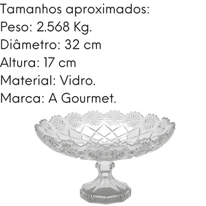 Centro de Mesa com Pé Diamond de Vidro Lyor