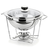 Rechaud Redondo Inox P/ Caldos Meu Buffet Tampa Vidro 3pçs Rechaud