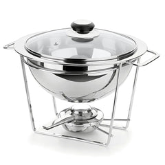 Rechaud Redondo Inox P/ Caldos Meu Buffet Tampa Vidro 3pçs Rechaud