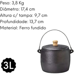 Panela Caldeirão C/ Tampa Ferro 3 Litros Santana