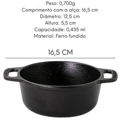 Cumbuca Molheira 12cm Ferro Fundido Santana Santana