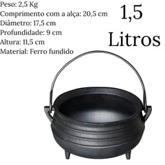 Panela Tripé N°4 S/ Tampa Em Ferro Fundido Santana 1,5L Santana