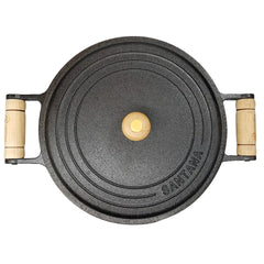 Caçarola N°28 Ferro Fundido 6,2l Tampa E Alça Em Madeira Santana