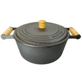 Caçarola N°30 Ferro Fundido 7,5l C/ Tampa E Alça Em Madeira Santana