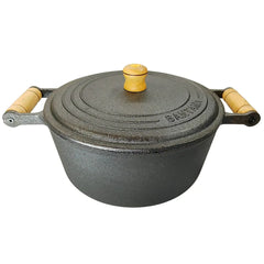 Caçarola N°30 Ferro Fundido 7,5l C/ Tampa E Alça Em Madeira Santana