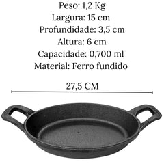 Assadeira Em Ferro Fundido Facile N°1 700ml 2 Alças Santana