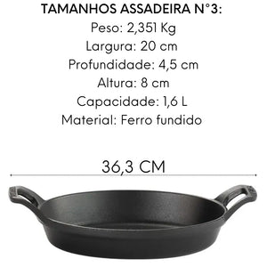 Forma Assadeira Alta C/ Alça Ferro Fundido N°3 Santana Santana